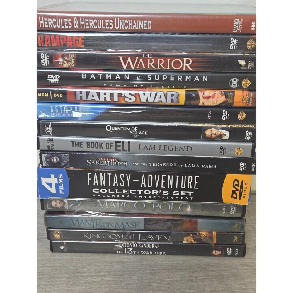 Lot/14 DVD Mixed Genre Action Adventure Fantasy 13 used 1 new Malkovich DiCaprio